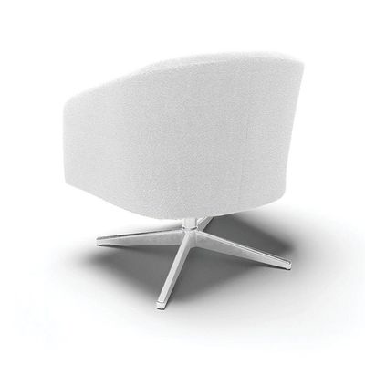 Kit 2 Poltronas Giratória Stella Bouclê Off White Base Cromada - D'rossi