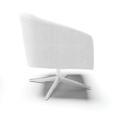 Kit 2 Poltronas Giratória Stella Bouclê Off White Base Cromada - D'rossi