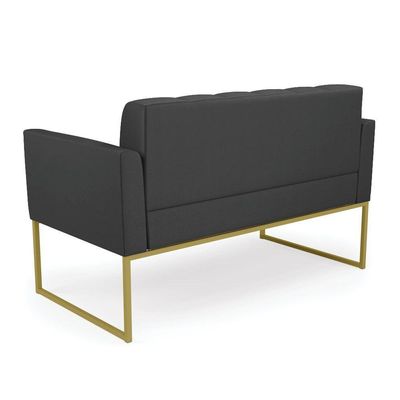 Sofá Namoradeira Elisa Corino Base Metálica Industrial Dourado - D'rossi Cor Preto