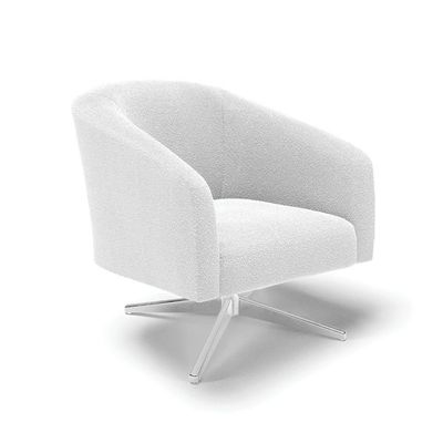 Poltrona Giratória Stella Bouclê Off White Base Cromada - D'rossi