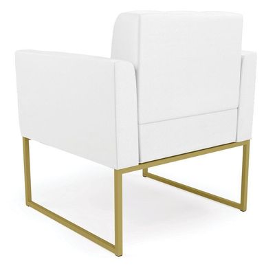 Kit 1 Sofá Namoradeira E 2 Poltronas Elisa Corino Branco Base Metálica Industrial Dourado - D'rossi