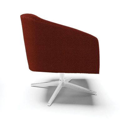 Kit 2 Poltronas Giratória Stella Bouclê Base Cromada - D'rossi Cor Terra