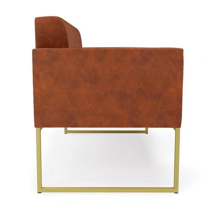 Sofá Namoradeira Elisa Corano Base Metálica Industrial Dourado - D'rossi Cor Nozes