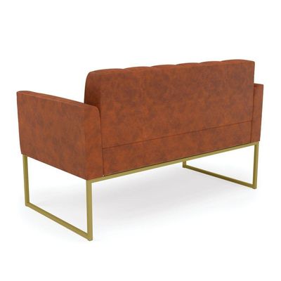 Sofá Namoradeira Elisa Corano Base Metálica Industrial Dourado - D'rossi Cor Nozes