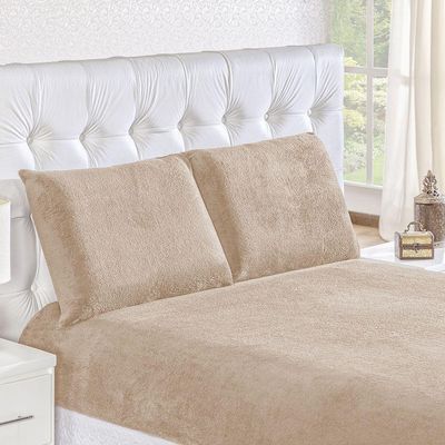 Kit Fascinio Queen Cobertor + Lençol 4 Peças - Cáqui