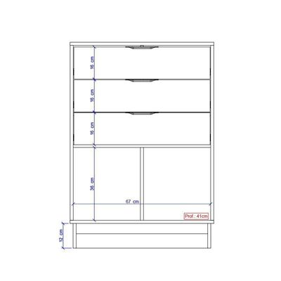 Cômoda 3 Gavetas 2 Portas 1112 Carraro - Noce Noce