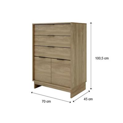 Cômoda 3 Gavetas 2 Portas 1112 Carraro - Noce Noce