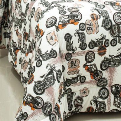 Coberdrom Edredom Moto Solteiro Dupla Face Malha Manta Soft Bege