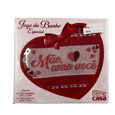 Jogo De Toalha Banho E Rosto Presente Dias Das Mães Bene Casa Vermelho