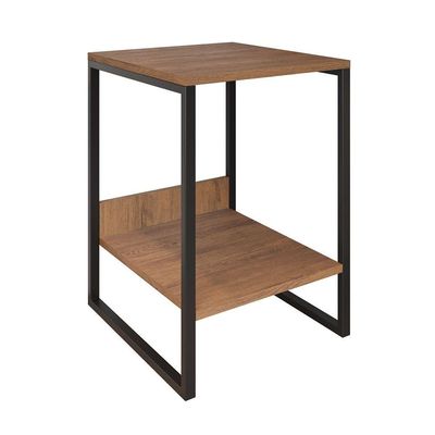 Mesa Cabeceira Industrial Amêndoa Tókio Base Ferro Preto Cor: Amendoa