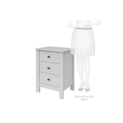 Mesa Cabeceira Maggiore C/ 3 Gavetas Rovere/amêndoa - Lopas