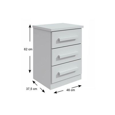 Mesa Cabeceira Baião C/ 3 Gavetas Branco - Lopas