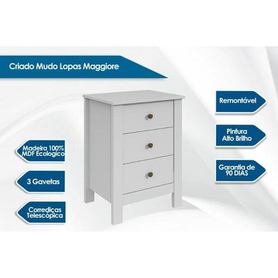 Mesa Cabeceira Infantil Maggiore C/ 3 Gavetas Rovere - Lopas