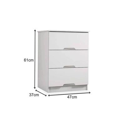 Mesa Cabeceira Londres C/ 3 Gavetas Branco - Europa