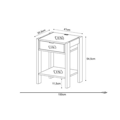 Mesa Cabeceira Az1016 C/ 1 Gaveta Branco - Tecno Mobili