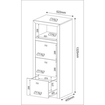 Gaveteiro Para Pasta Suspensa 3Gavetas Multimóveis Vcr25026