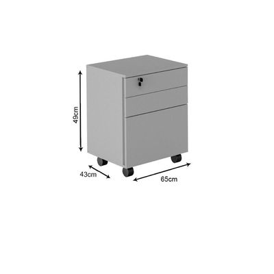 Gaveteiro P/ Escritório Me4148 C/ 3 Gavetas E 1 C/ Chave Branco - Tecno Mobili