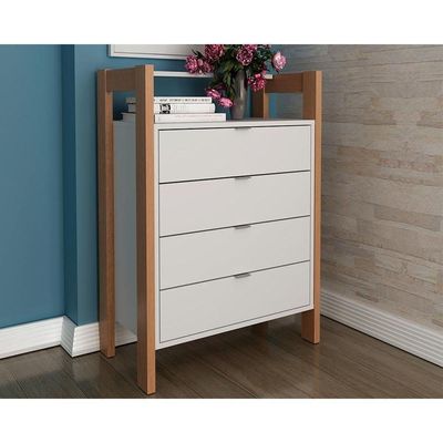 Gaveteiro P/ Escritório Az1012 C/ 4 Gavetas Amêndoa/branco - Tecno Mobili