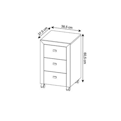 Gaveteiro P/ Escritório Me4108 C/ 3 Gavetas E Rodízios Nogal - Tecno Mobili