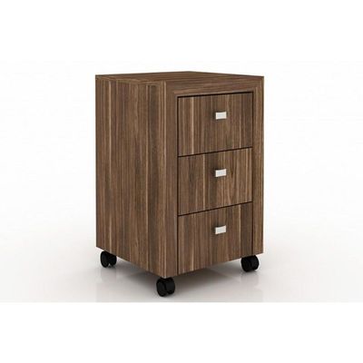 Gaveteiro P/ Escritório Me4108 C/ 3 Gavetas E Rodízios Nogal - Tecno Mobili