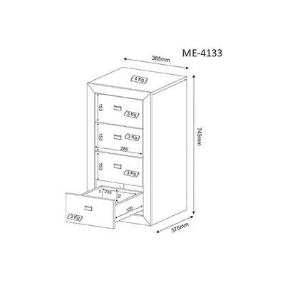 Gaveteiro P/ Escritório Me4133 C/ 4 Gavetas E Rodízios Nogal - Tecno Mobili