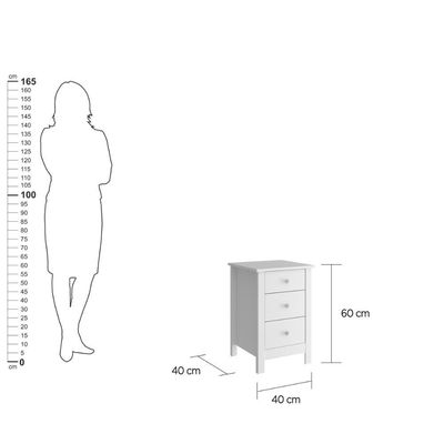 Mesa de Cabeceira Ditália 3 Gavetas Dm-113 Branco