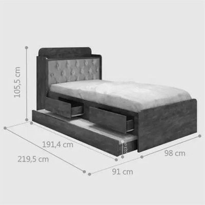 Cama Solteiro 0,88cm Com Auxiliar Branco Com Capitonê Bege