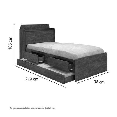 Bibox Com Capitonê 0,90 - Castanho Wood E Dois Colchões