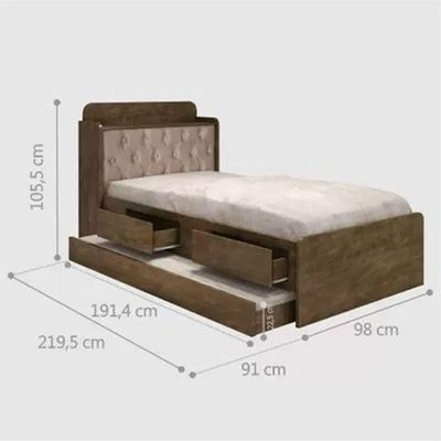 Cama Solteiro 0,88cm Com Auxiliar Dois Colchões