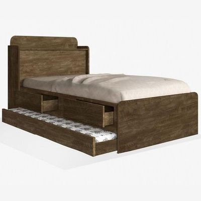 Cama Tamires Solteiro 0,88cm C/ Auxiliar Castanho 2 Colchões