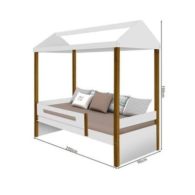Cama Solteiro Sara Branco Mel Com Led E Colchão