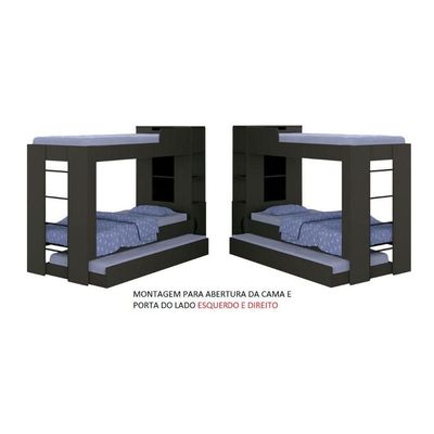Beliche Cama Aux C/ 3 Colchões Ditália Treliche Cm-15 Preto