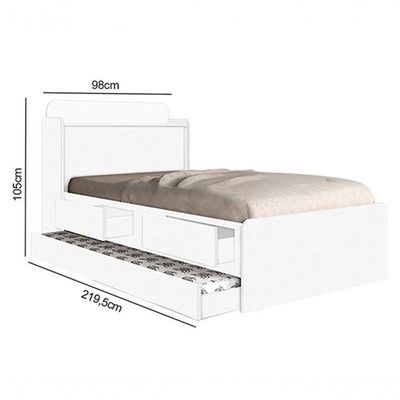Cama Solteiro 0,88cm Com Auxiliar Branco Com Capitonê Nogal