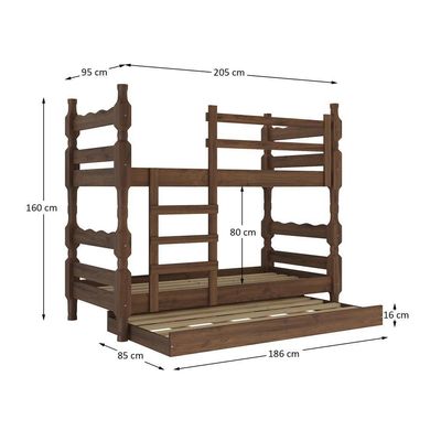 Treliche Madeira Maciça Vira 2 Camas p/ Colchão 78/88 X 188cm Porto Multimóveis Cr35106 Imbuia