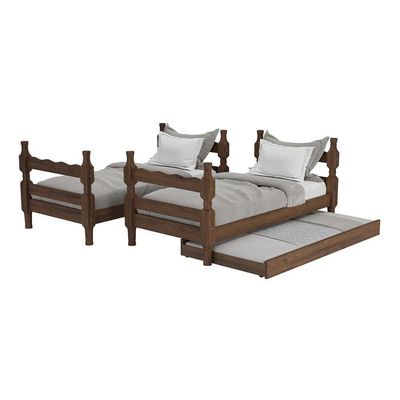 Treliche Madeira Maciça Vira 2 Camas p/ Colchão 78/88 X 188cm Porto Multimóveis Cr35106 Imbuia