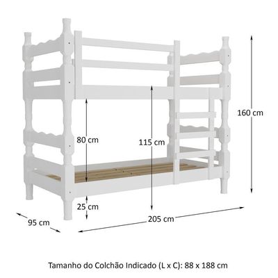 Beliche Vira 2 Camas Colchões Inclusos Multimóveis Vcr4159