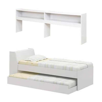 Cama Solteiro Bicama com Estante Bb-28-29 Branco Ditália