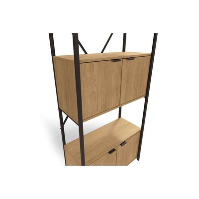 Estante Livreiro Casal Industrial Alta Li018 C/ 4 Portas Freijo/preto - Kappesberg