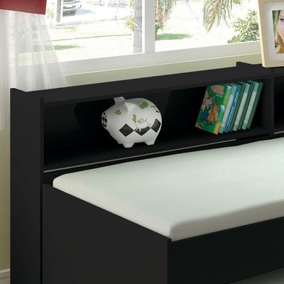 Cama Bicama Estante Com Kit Luz Bb-28-29 Preto