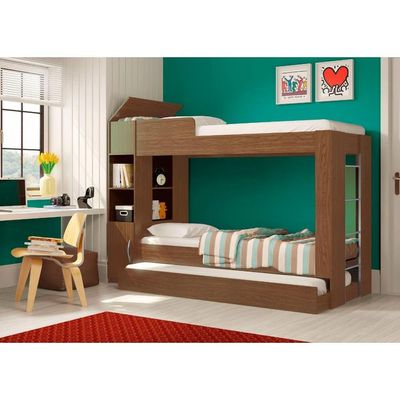 Beliche Cama Auxiliar com 3 Colchões Ditália Treliche 15cm