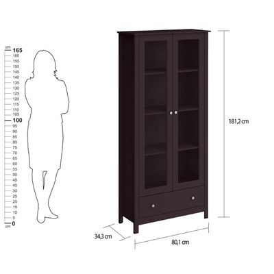 Estante Livreiro 2 Portas 1 Gaveta Ditália E-954 Preta
