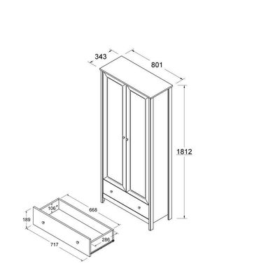 Estante Livreiro 2 Portas 1 Gaveta Ditália E-954 Preta