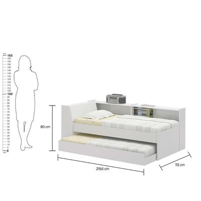 Cama Solteiro Bicama Est C/ 2 Colchões Ditália Branco
