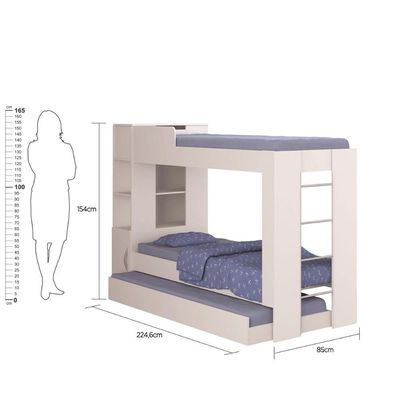 Beliche Cama Aux C/ 3 Colchões Ditália Treliche Cm-15