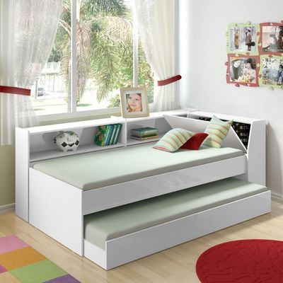 Cama Solteiro Bicama Est C/ 2 Colchões Ditália Branco