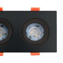 Spot Led Quadrado De Embutir Easy Duplo 10w Preto Bivolt Llum 6500k Luz Fria