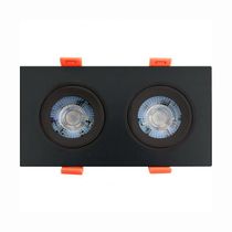 Spot Led Quadrado De Embutir Easy Duplo 10w Preto Bivolt Llum 6500k Luz Fria