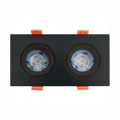 Spot Led Quadrado De Embutir Easy Duplo 10w Preto Bivolt Llum 6500k Luz Fria