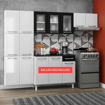 Cozinha Compacta Aço Topázio 3pçs Branco Preto