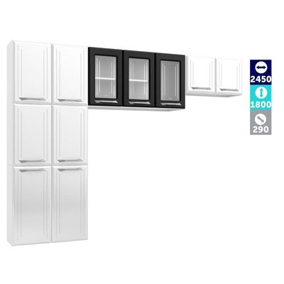 Cozinha Compacta Aço Topázio 3pçs Branco Preto